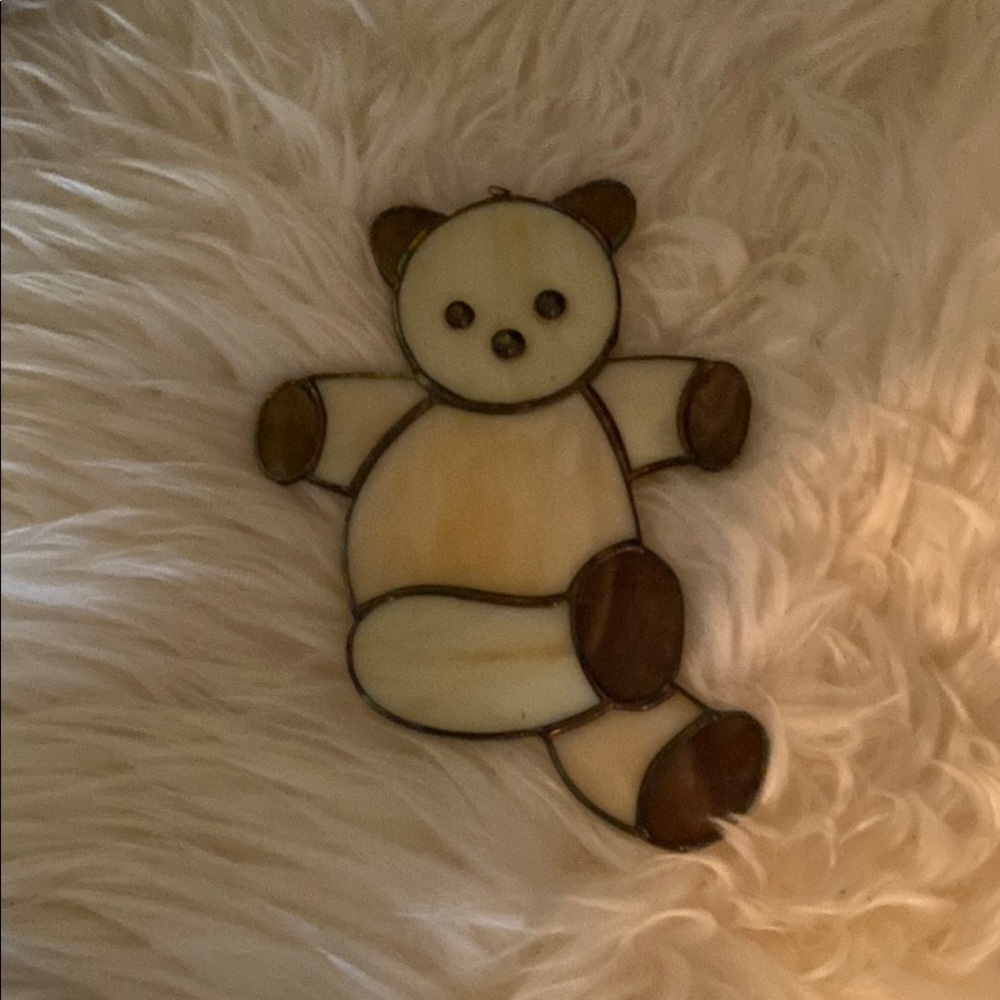 Vintage Stained Glass Teddy Bear Suncatcher